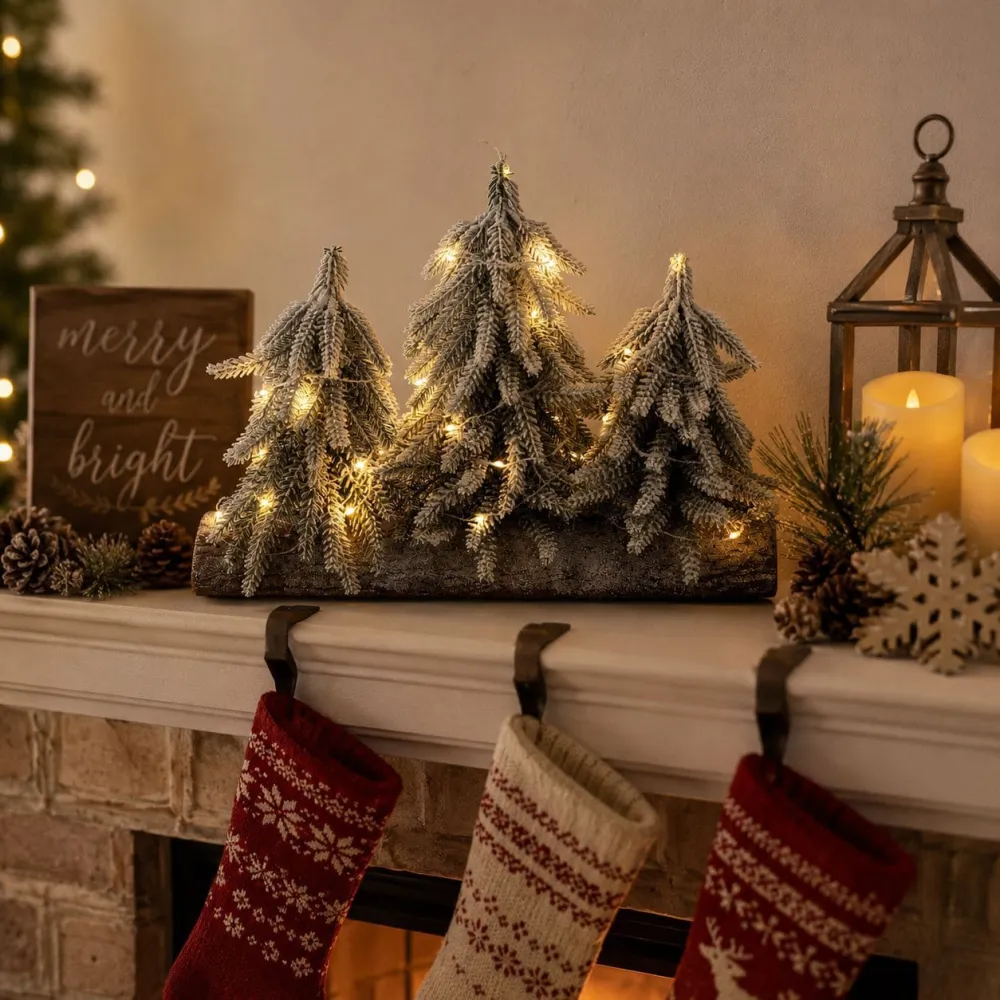 3Pcs Christmas Desktop Snowfall PE Mini Christmas Tree Potted Plant Ornament