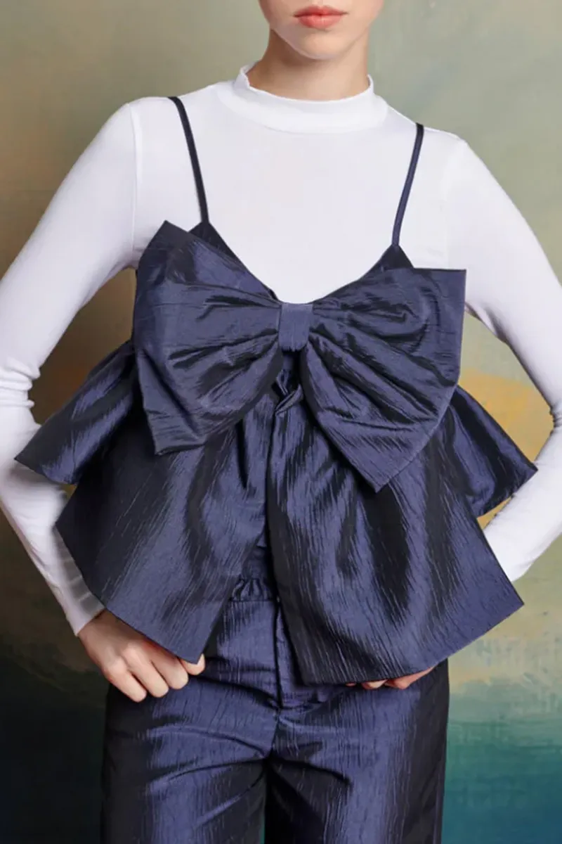 Bow Accentuated Layered Camisole Tops