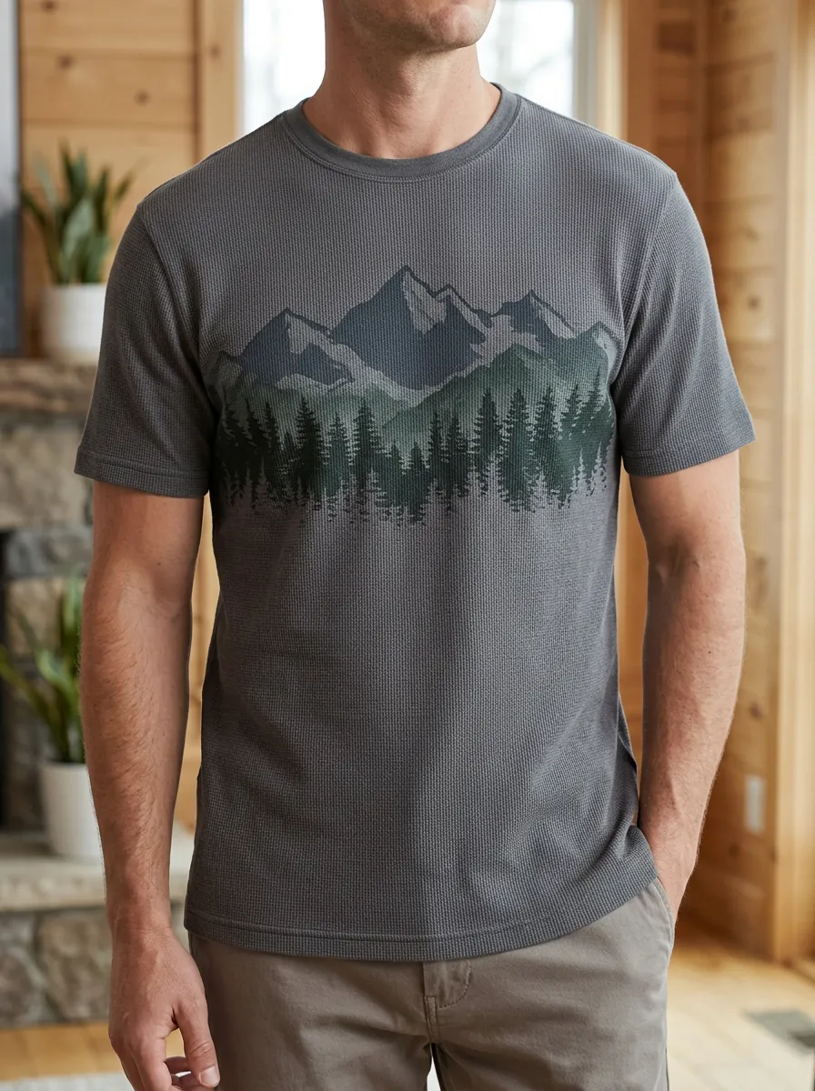 Men's Nature Outdoor Lover Mountain Forest Signature Crew Neck T-Shirt