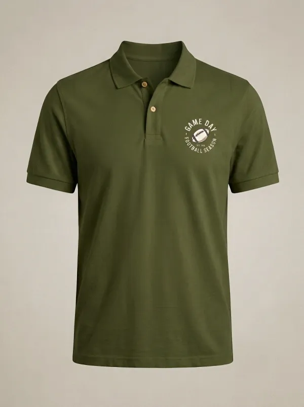 Men's Football Lover Game Day Printed Polo Shirt