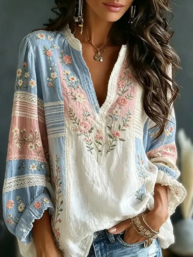Women'S Casual Floral Art Printed Top