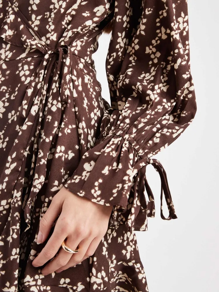 Ruffled Flower V-Neck Dress