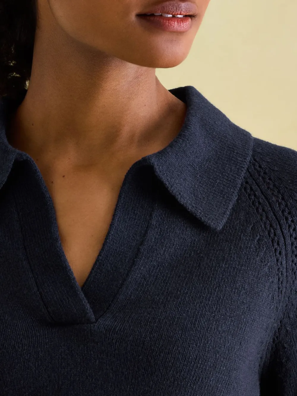 Solid Color V-Neck Striped Jumper