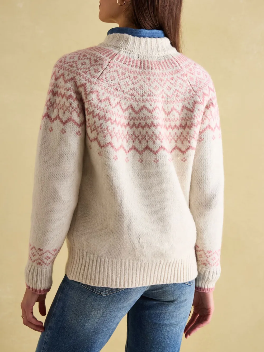 Cream Crew Neck Fairisle Pattern Jumper