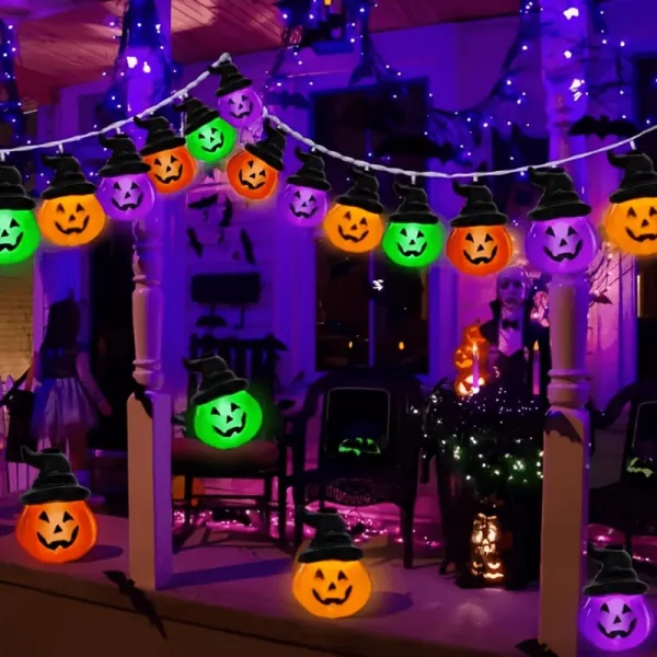 Halloween Four-color Pumpkin LED Ambient Decorative String Lights