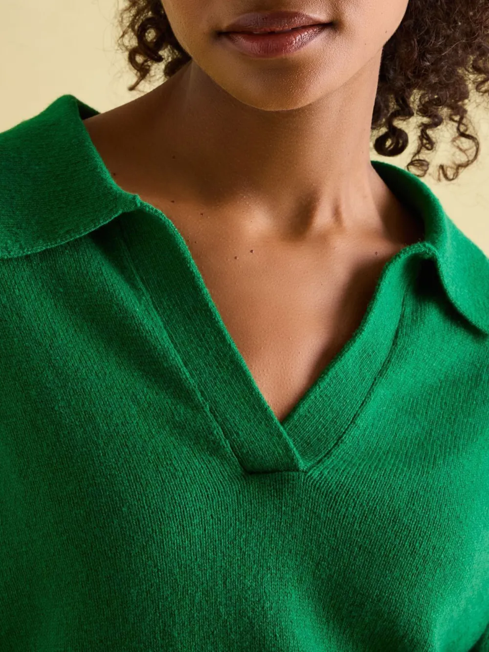 Solid Color V-Neck Striped Jumper