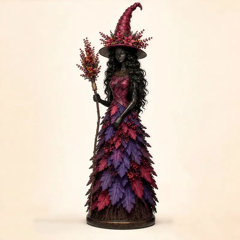 Halloween Enchanted Autumn Witch Figurine Resin Ornaments（7*7*20CM)