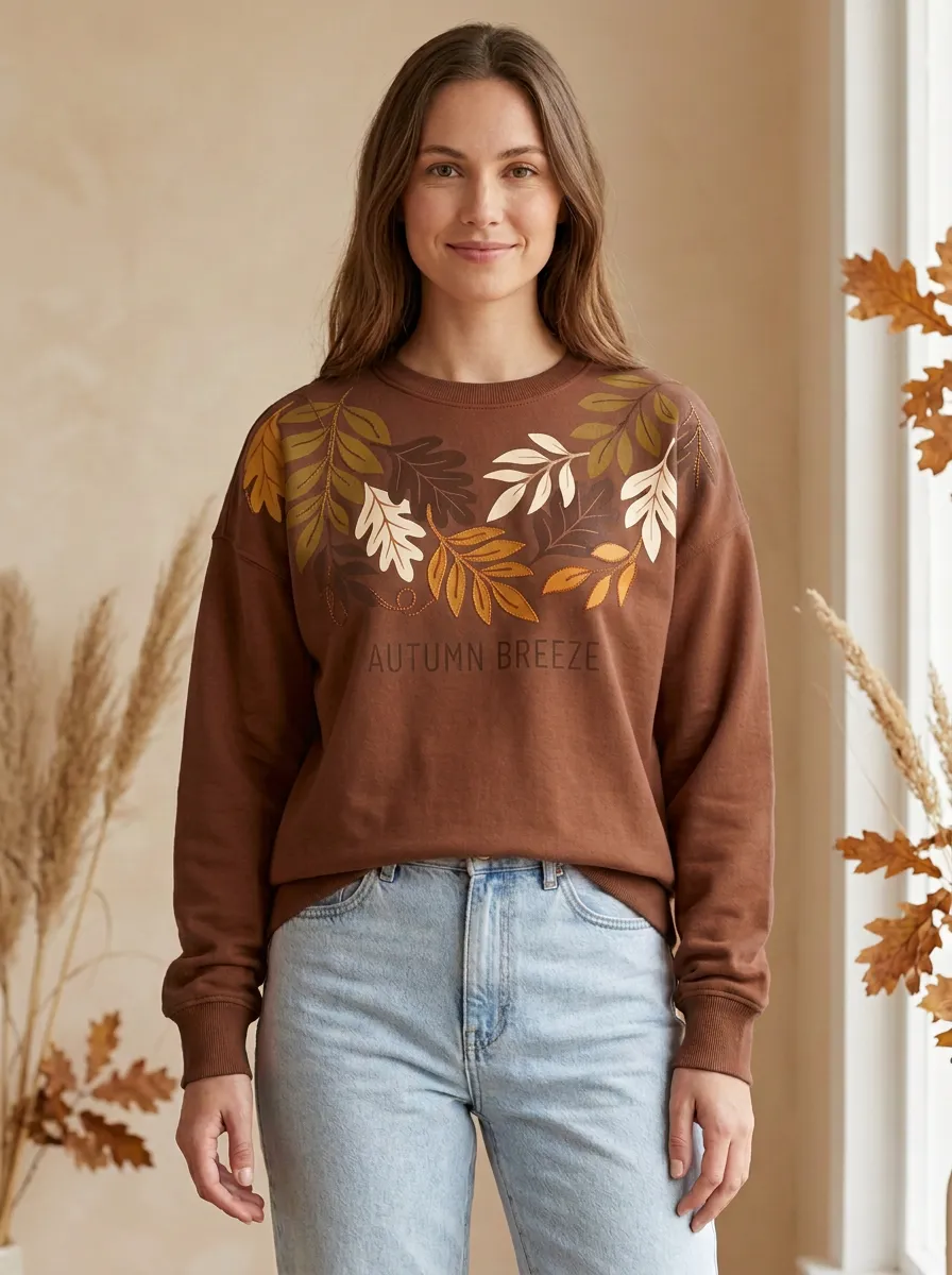 Woodland Rust Printed Women's Graphic Sweatshirt