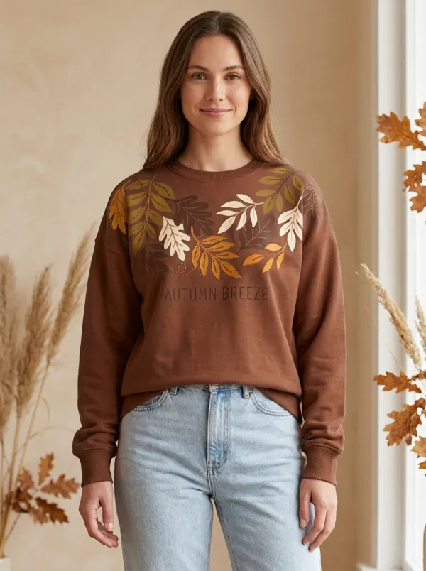 Woodland Rust Printed Women's Graphic Sweatshirt