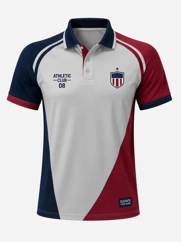 Men's Athletic Club 08 Shield Logo Printed Polo Shirt