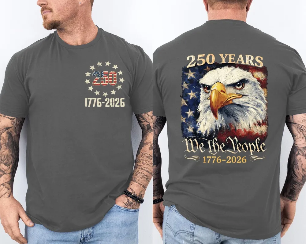 Men'S Casual American 1776-2026 Anniversary Printed Short Sleeved T-Shirt