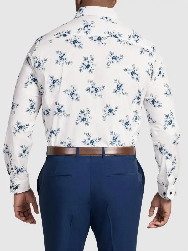 Navy Casual Floral Long Sleeve Shirts