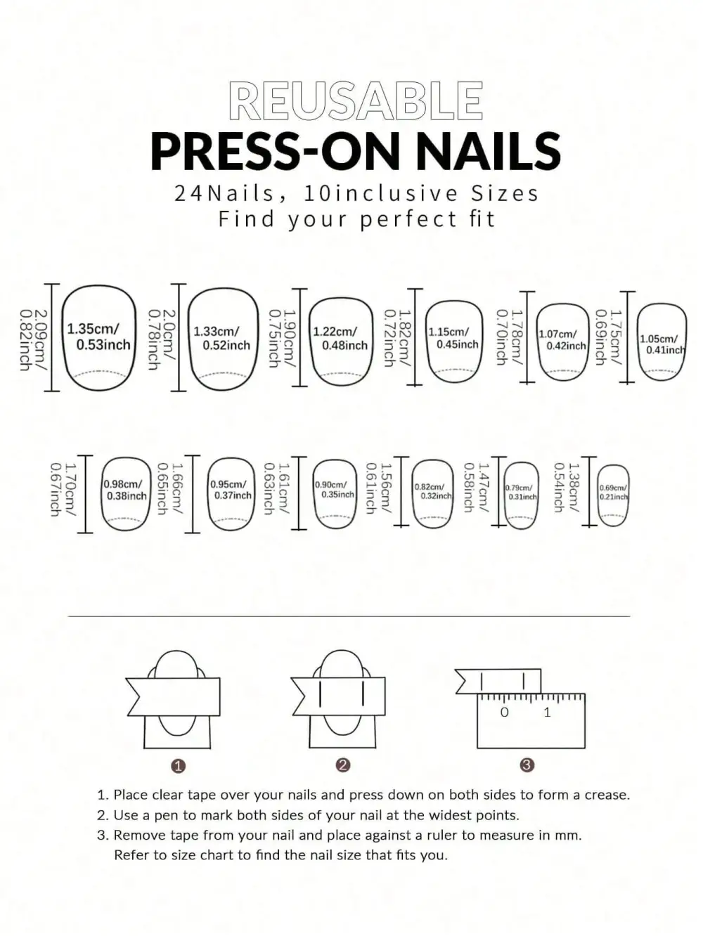 Nailhour 24Pcs French Medium Almond Minimalist Press On Nails