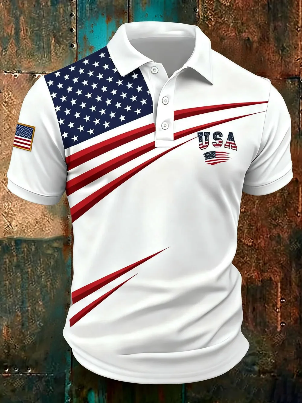 Men'S Casual American 1776-2026 Anniversary Celebration Printed Polo Shirt