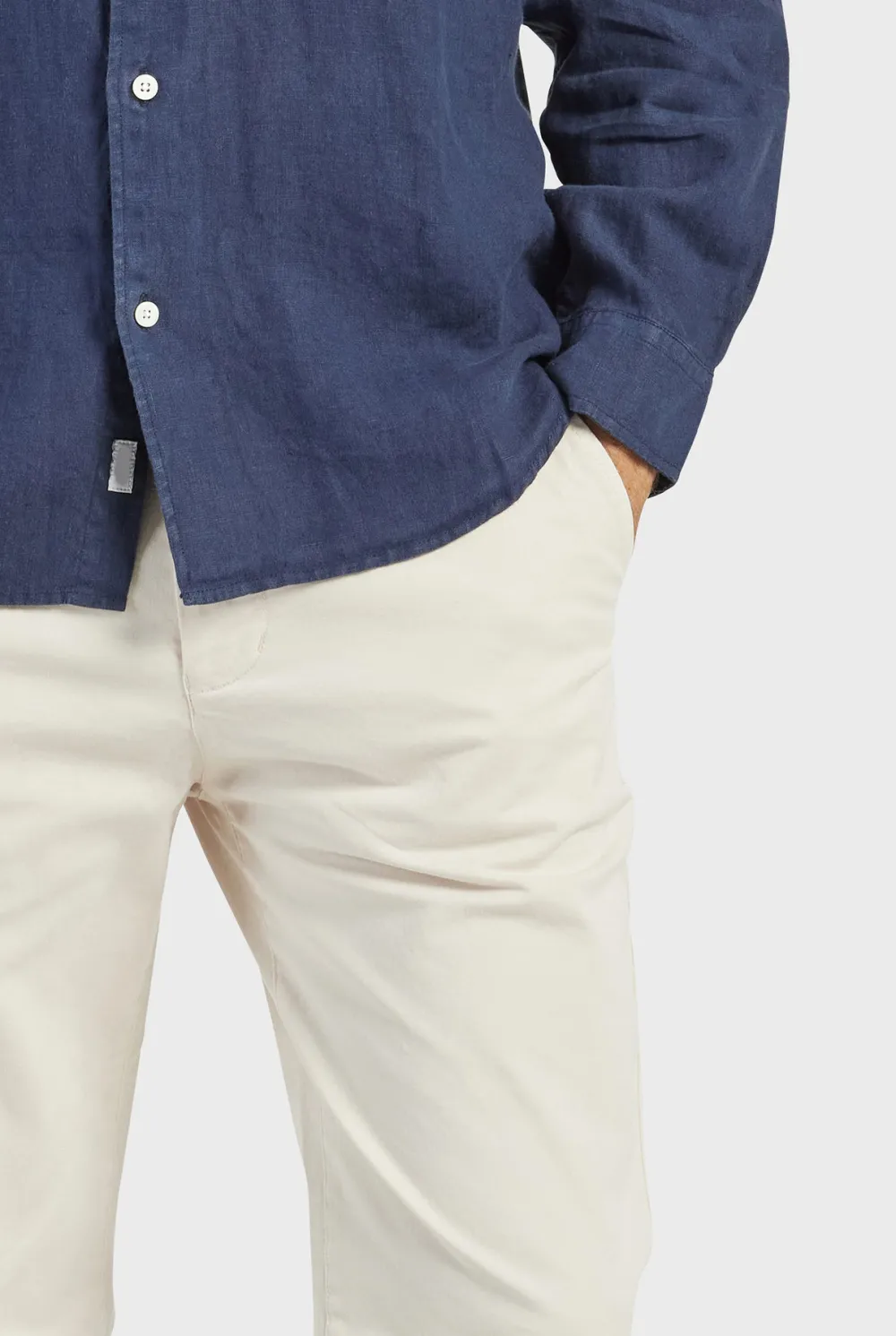 Cotton Blend Slim Leg Trousers