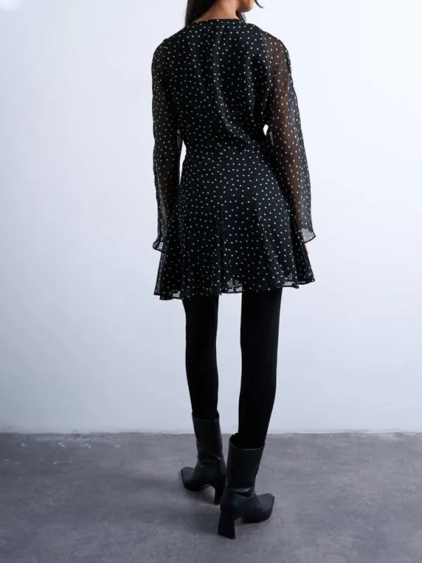 Polka Dot V-Neck Mini Dress