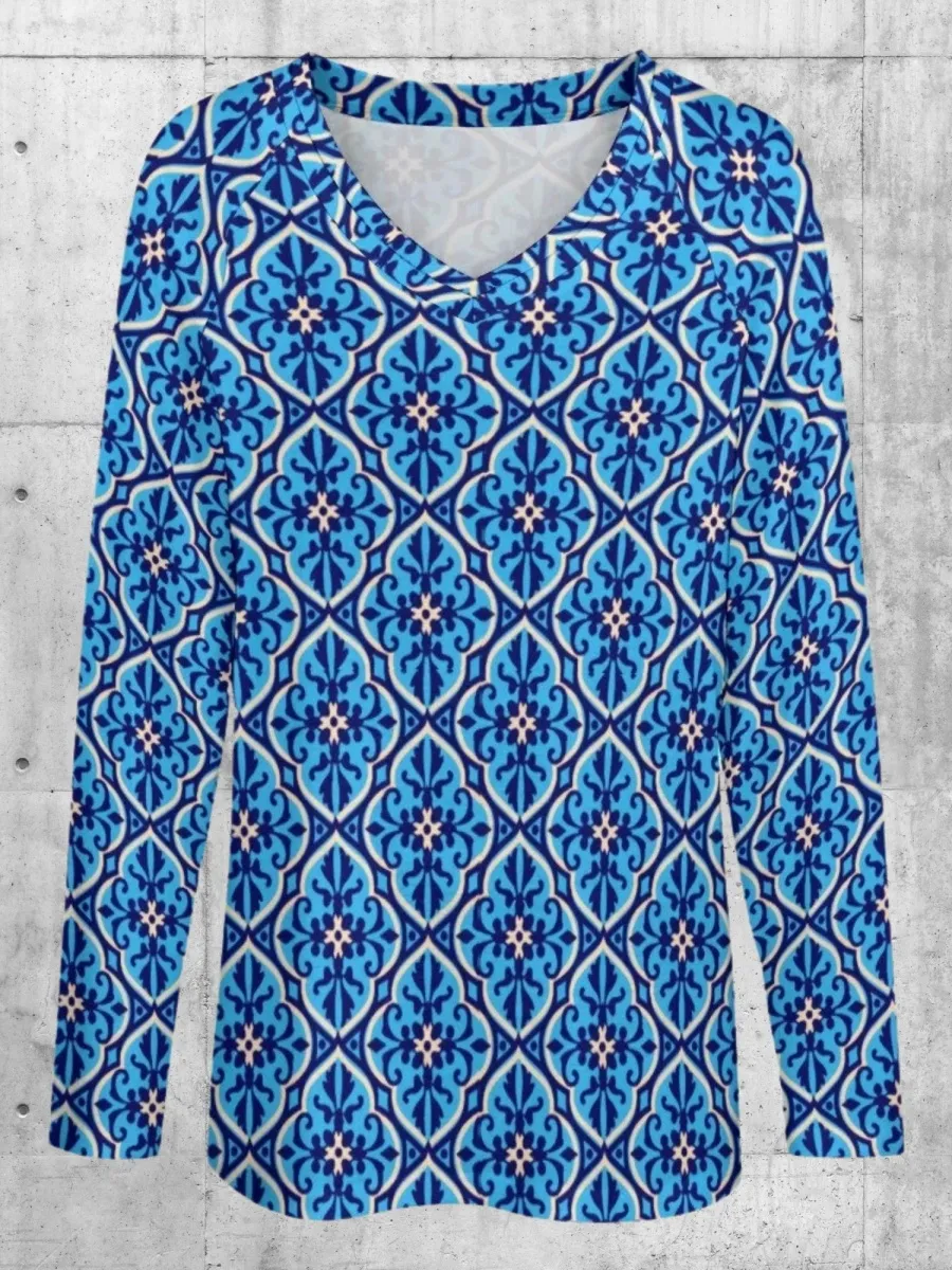 Tile Print Long Sleeve T-Shirt