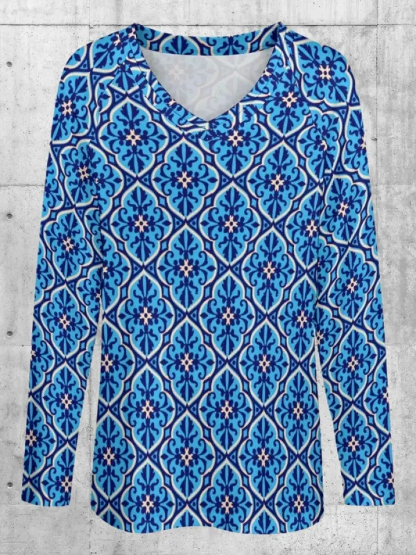Tile Print Long Sleeve T-Shirt