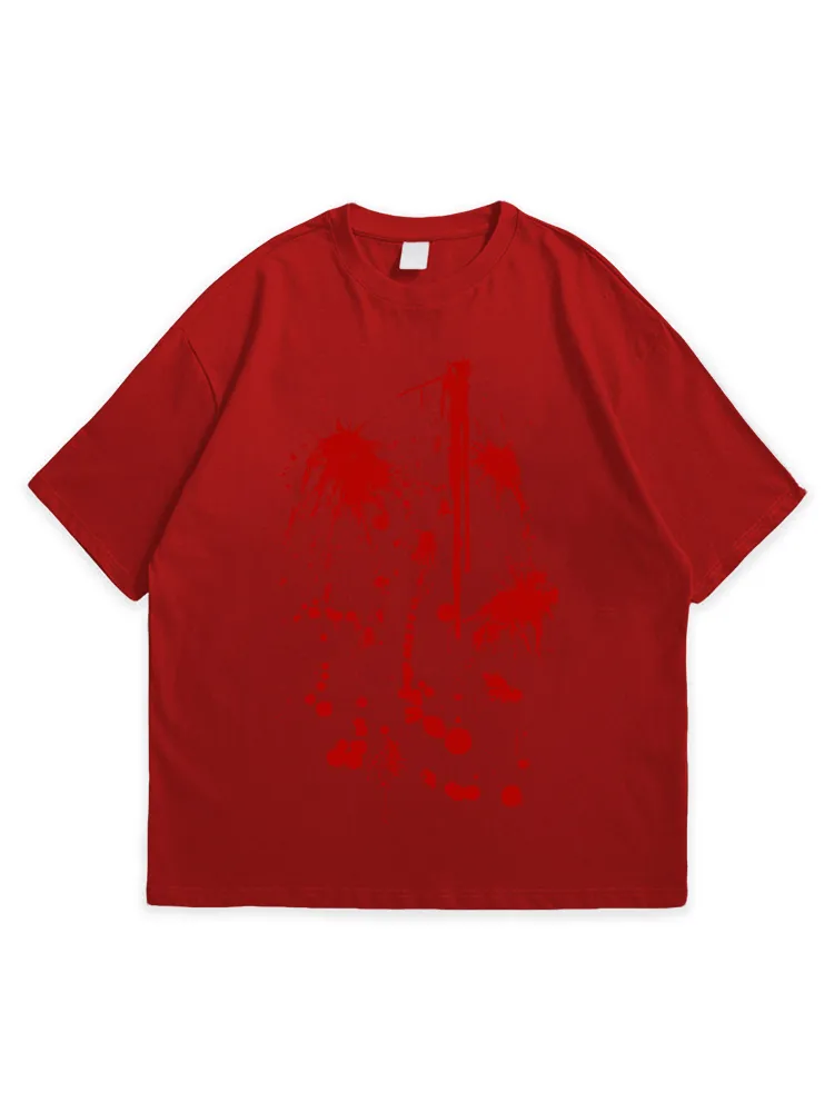 Men'S Halloween Retro Art Niche Splash Print Round Neck  T-Shirt