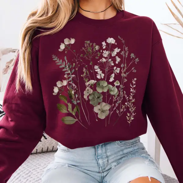 Sage and White Wildflower  Sweatshirt