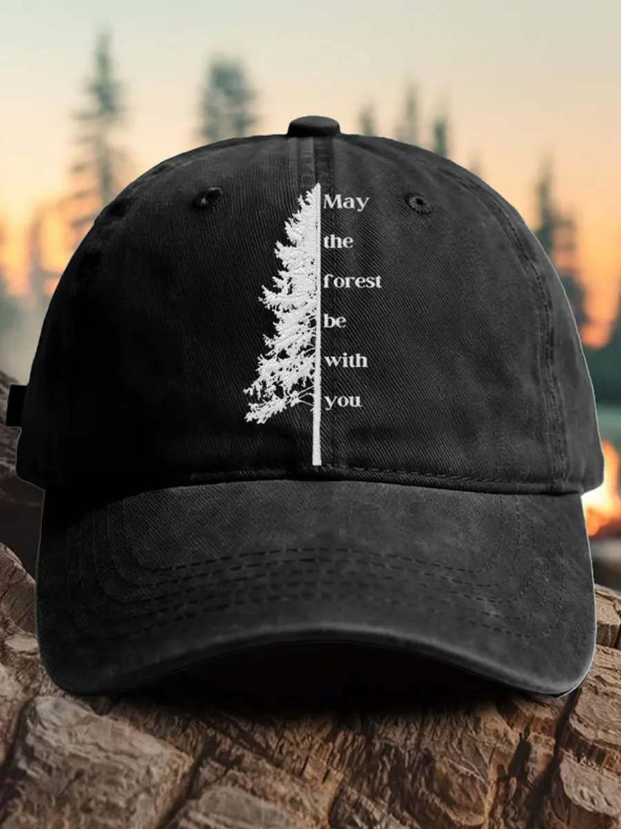 Retro May The Forest Be With You Print Baseball Cap