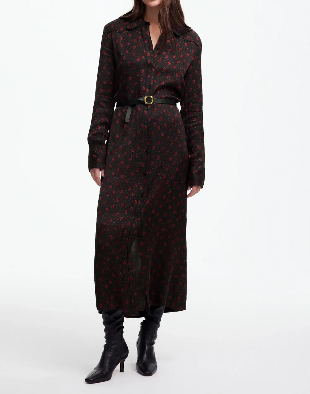 Button-Front Midi Dress In Floral
