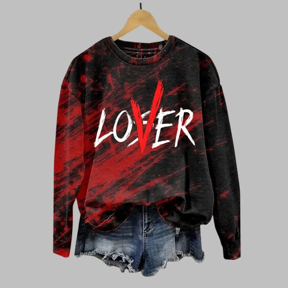 2025 Halloween Horror Bloody Lover Print Sweatshirt
