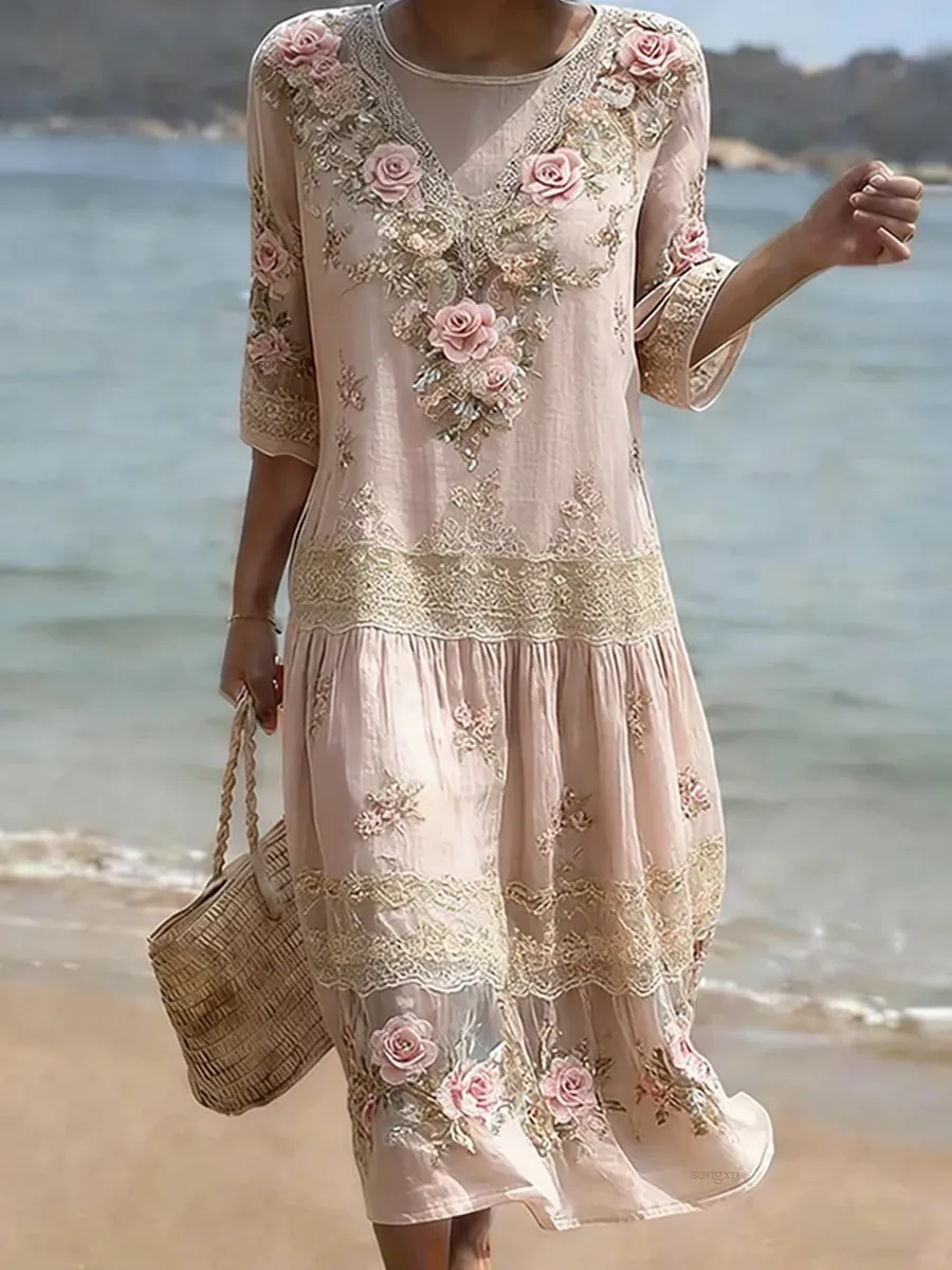 Women's Casual Cotton Linen Dress