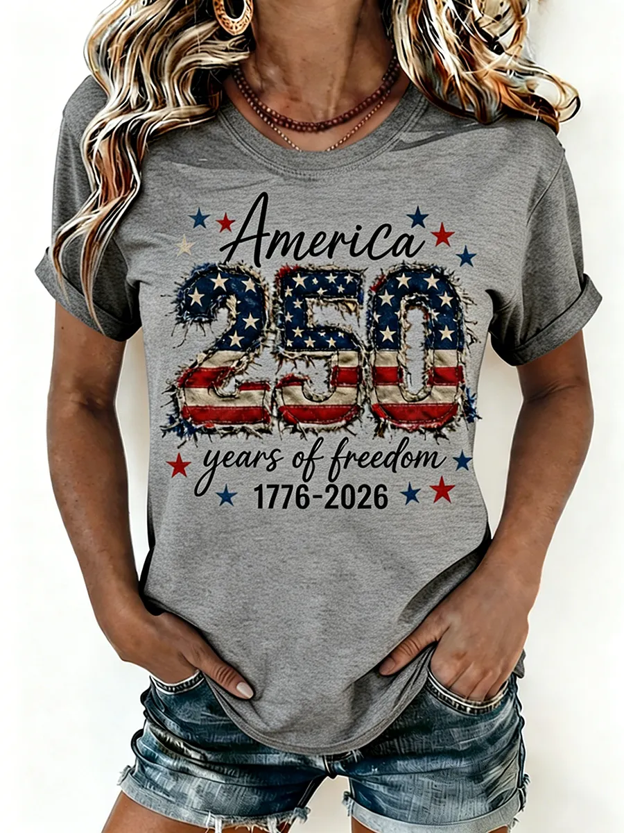 Women's America 250 Years of Freedom 1776-2026 Flag T-Shirt