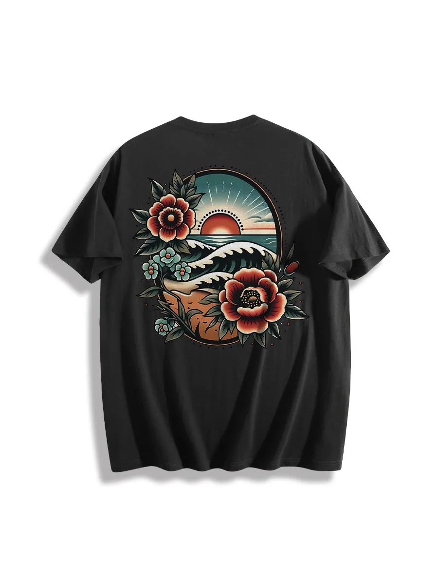 Floral Wave Design T-Shirts