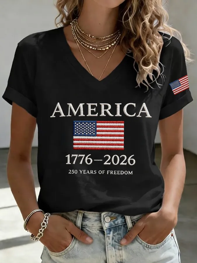Women'S 250Th Anniversary Independence Day Printed T-Shirt