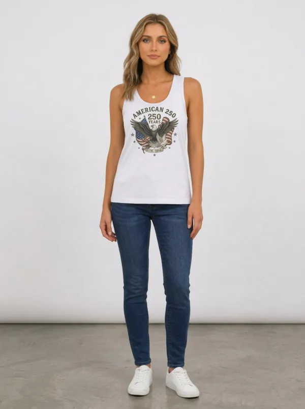 Women's American 250th Anniversary Eagle Flag Printed Tank Top