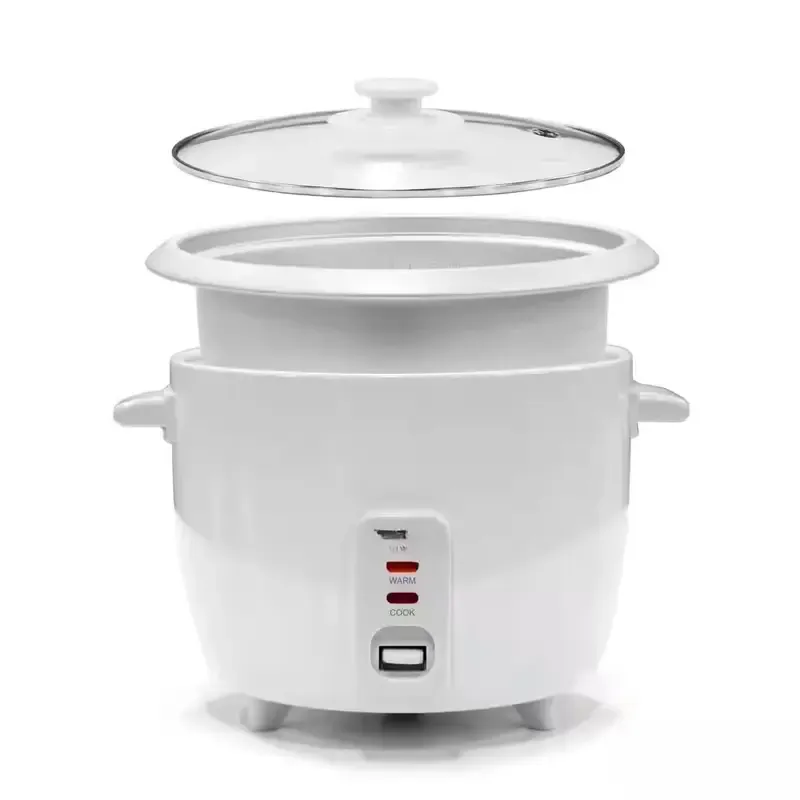 White 6-Cup Rice Cooker Featuring a Nonstick Inner Pot