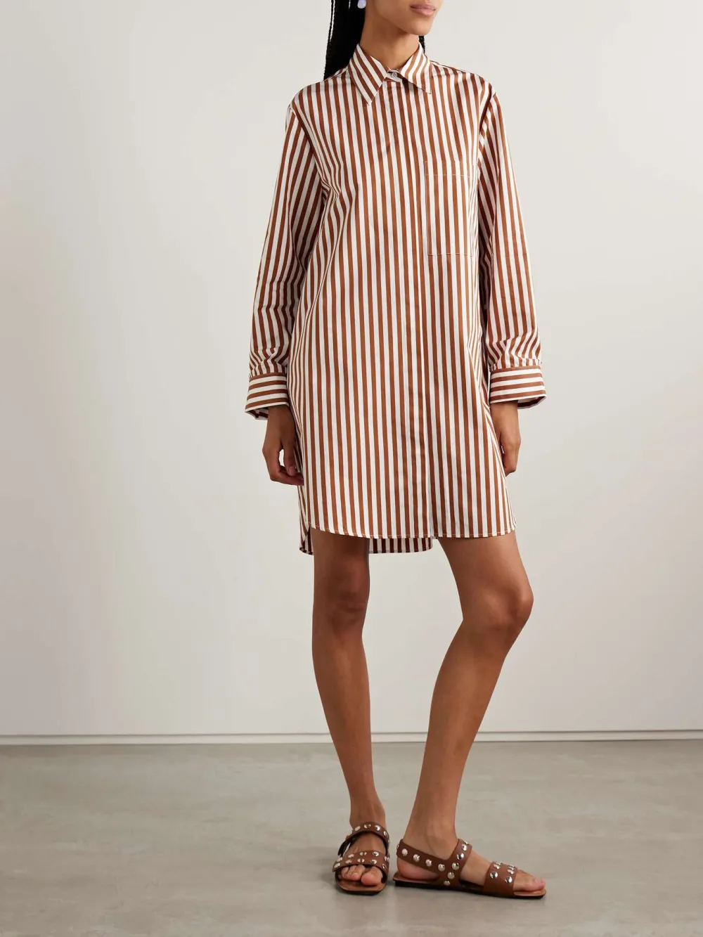 Striped Long Sleeve Shirt Dress