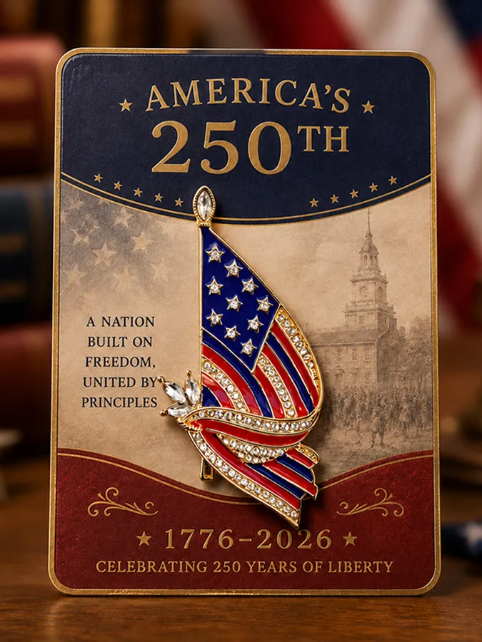 Unisex Exquisite Commemorative Pin for the 250th Anniversary of the Founding of the United States