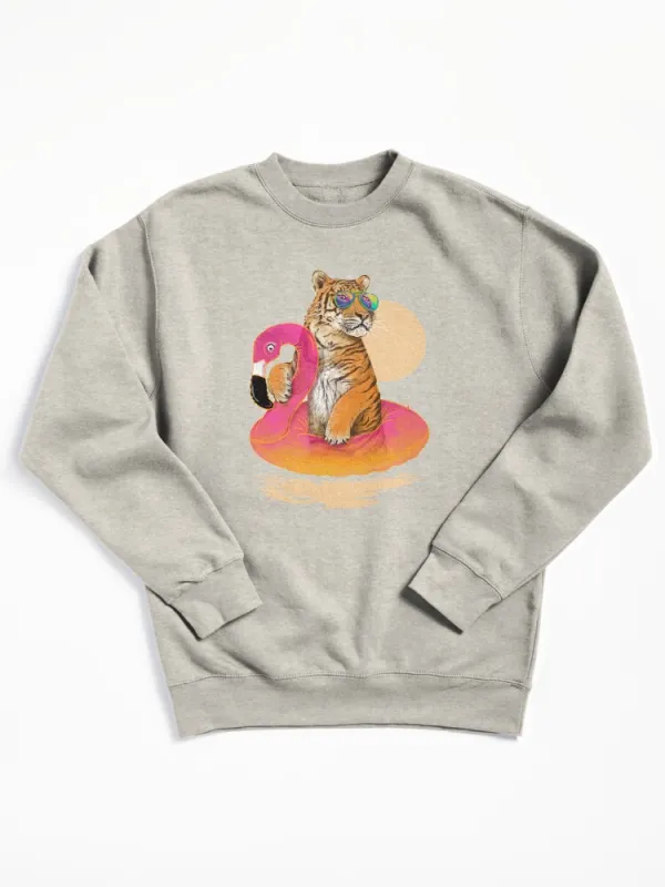 Flamingo Tiger Pullover Sweatshirt