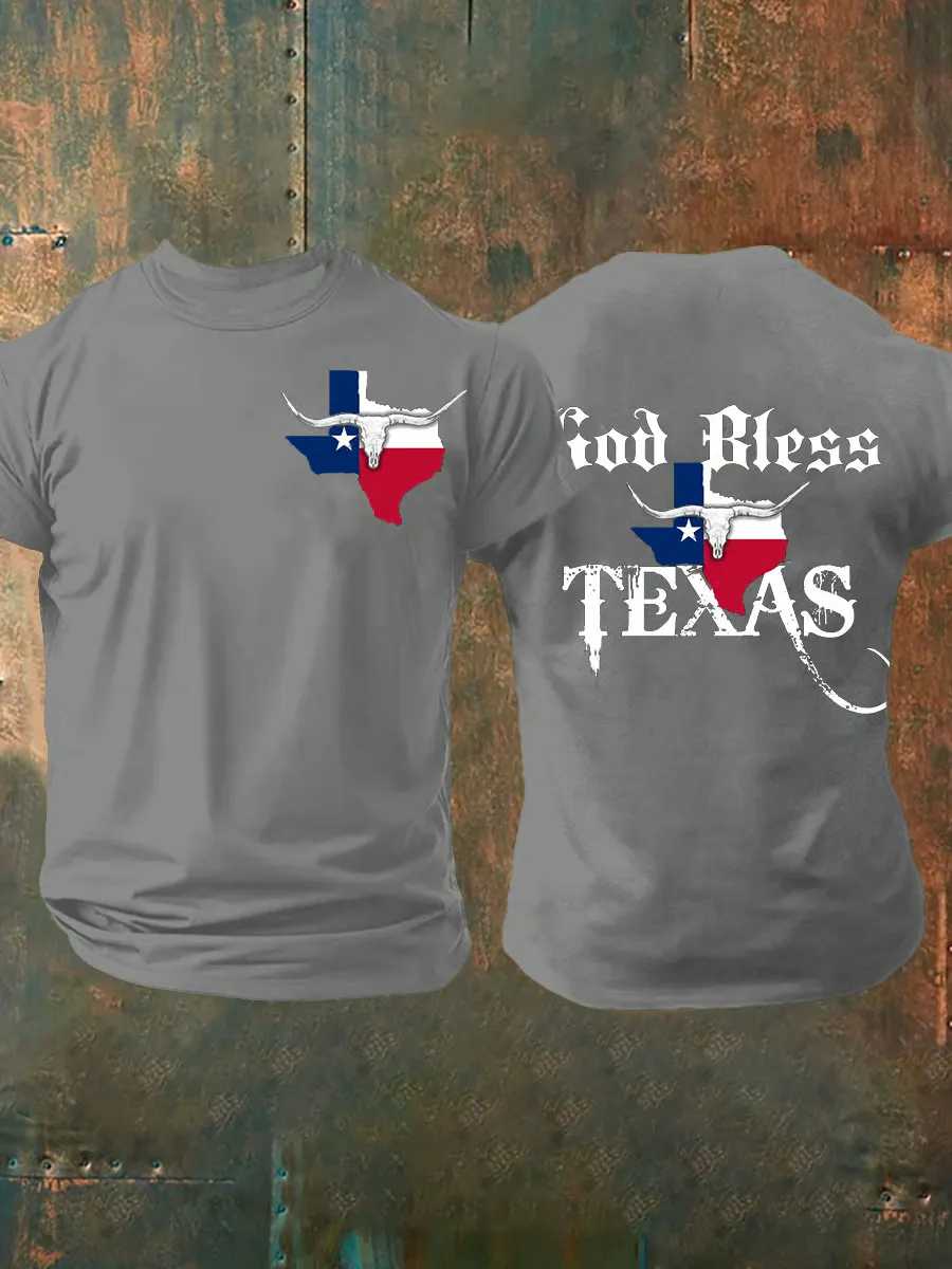 Men's God Bless Texas Strong Short-Sleeved T-Shirt