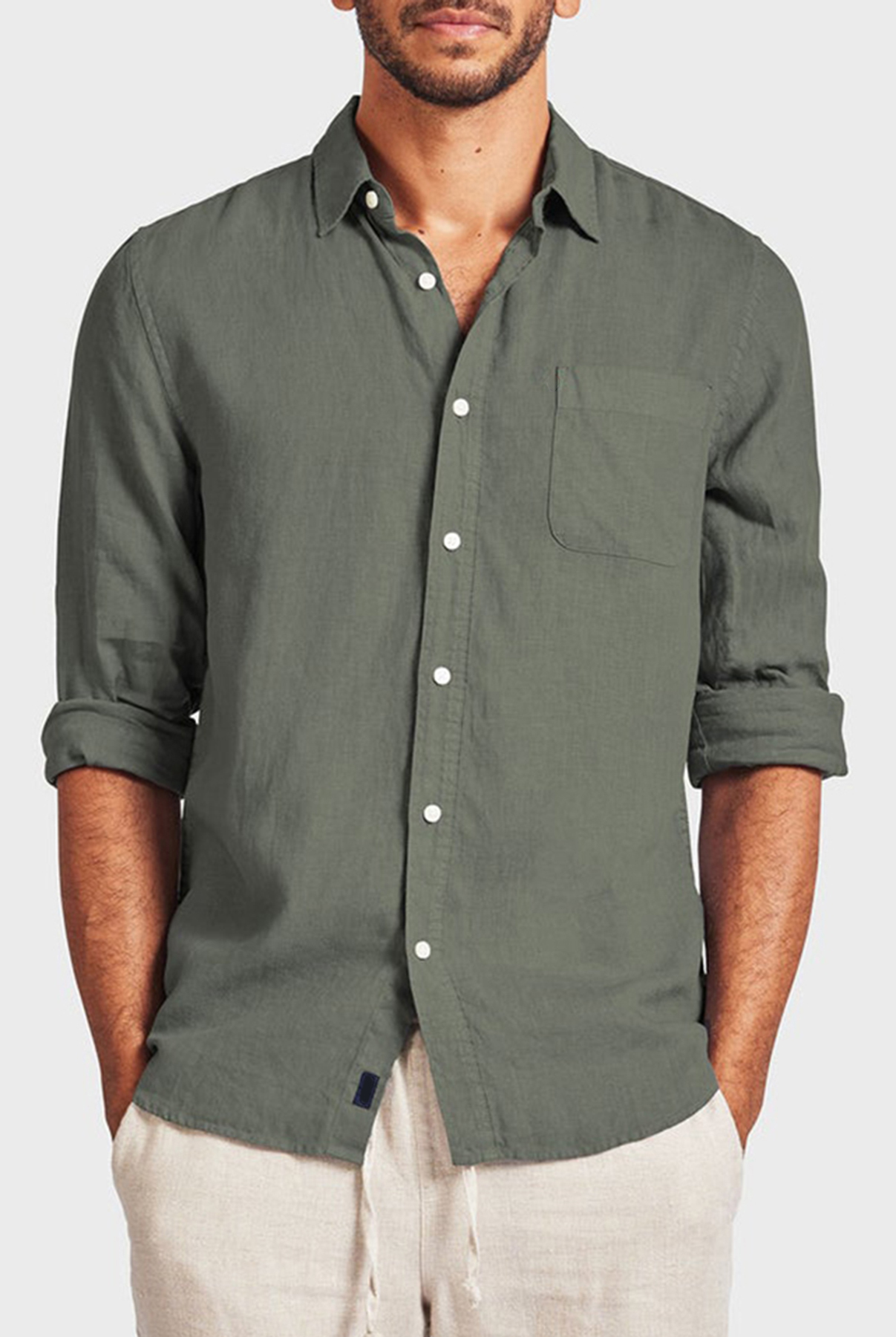 Hampton Linen Shirt-Smoke pine