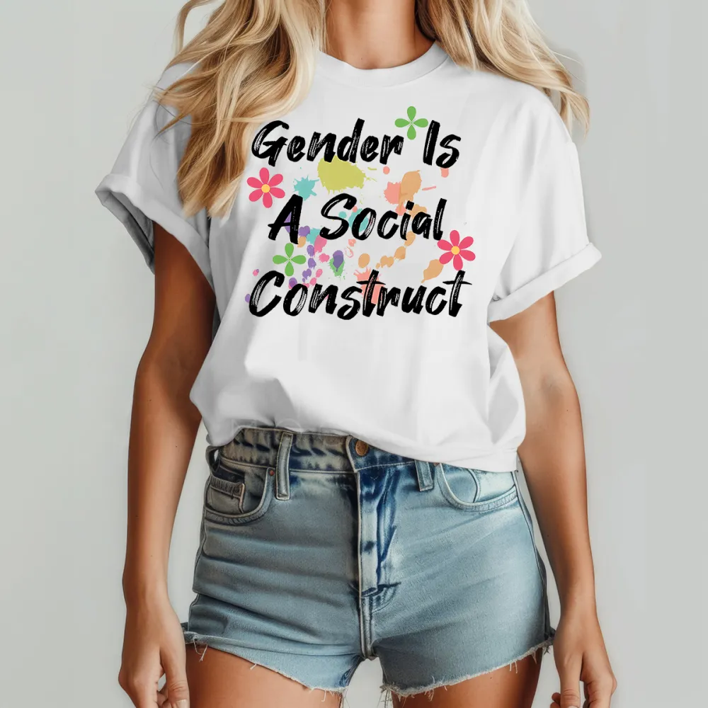 Irregular Lettered Crew Neck T-Shirts