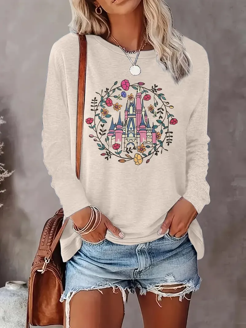 Castle Print Long Sleeve T-shirt