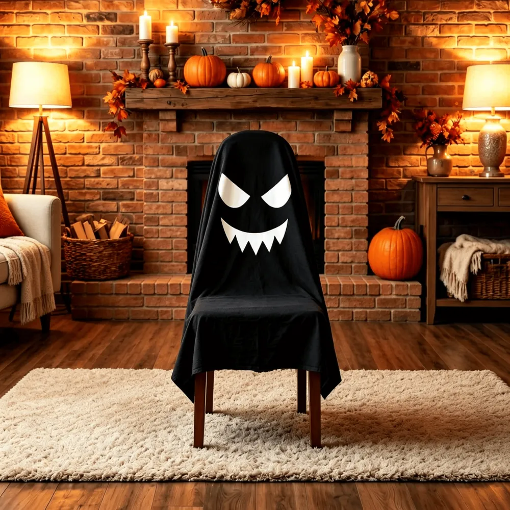 2Pcs Halloween Full-coverage Dust Cover For Dining Chairs