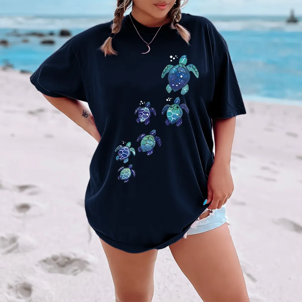 Crew Neck Art Graphic Cotton T-Shirt