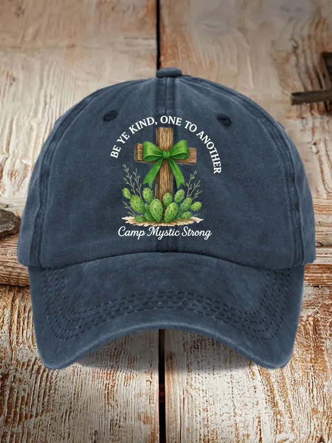 Retro Texas Strong Green Bow Cross Letter Print Baseball Cap
