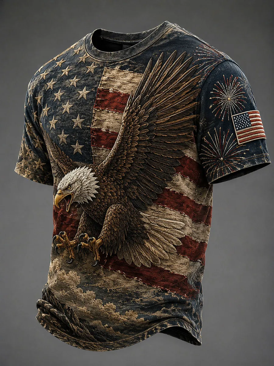 Men's American Independence Day Printed Casual T-Shirt