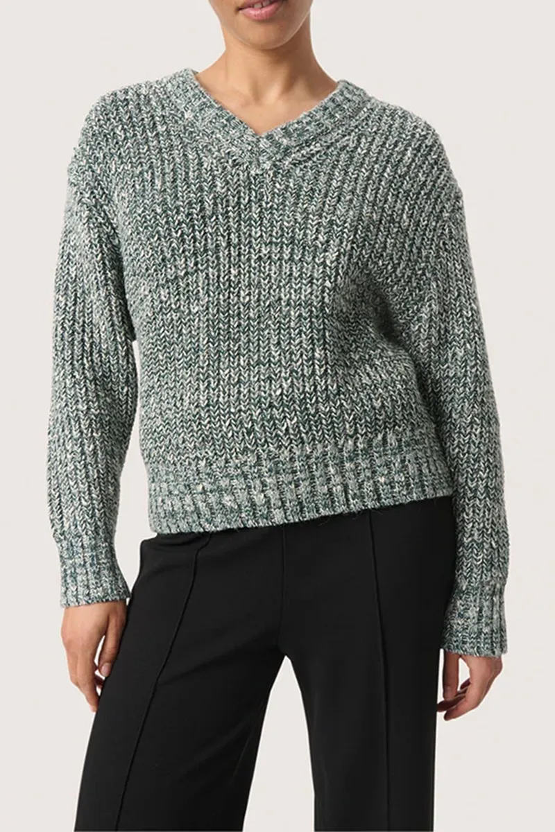 Textured V-Neck Knit Pullover