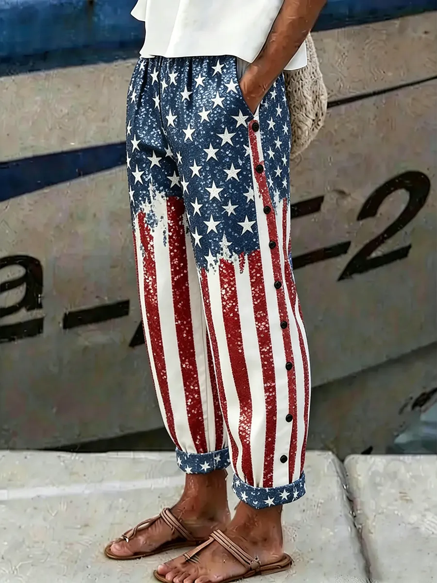 Women's Casual American Independence Day Sequin Pants