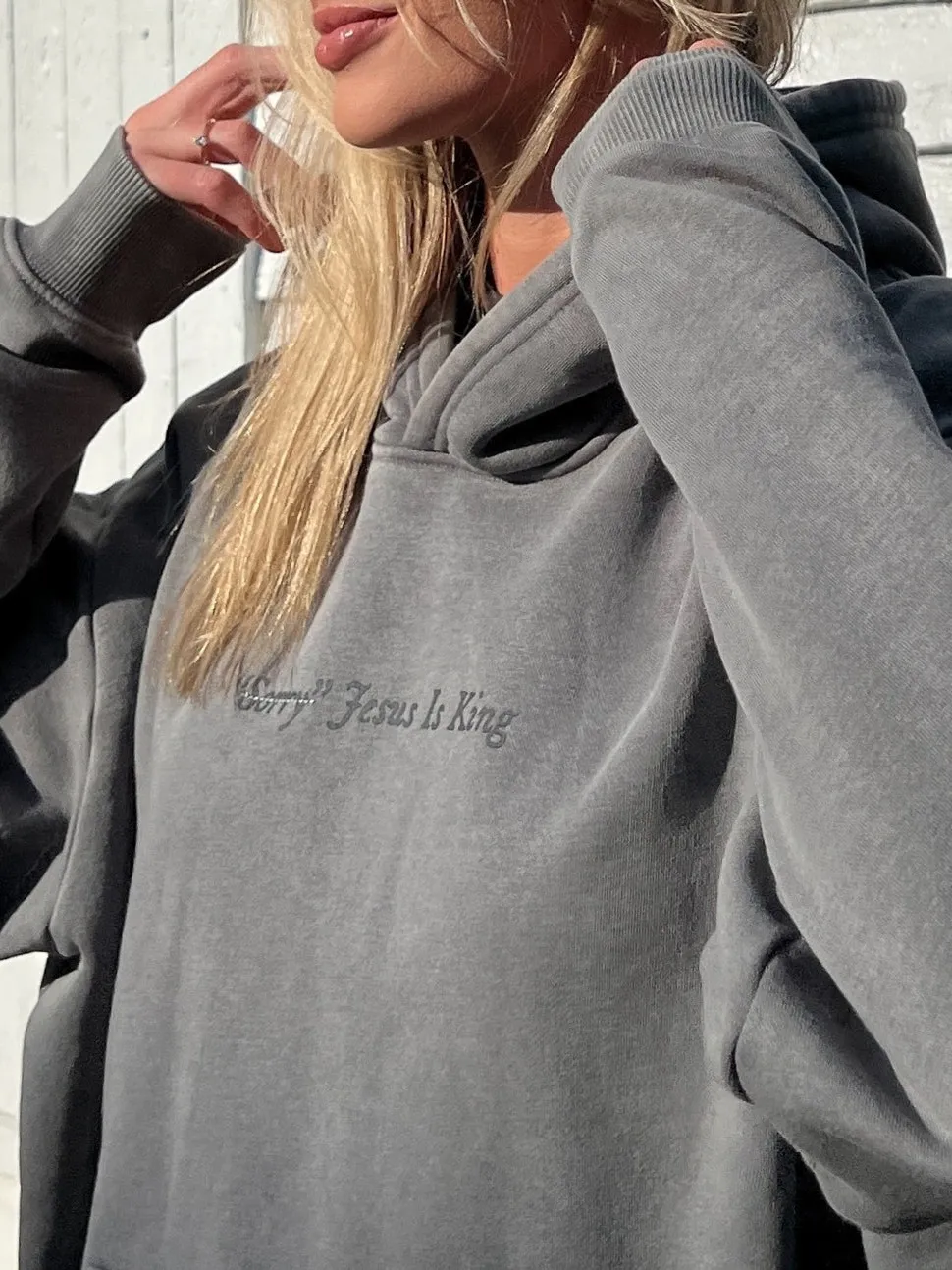 Women's Casual Embroidered Slogan Hooded Long-Sleeve Sweatshirt