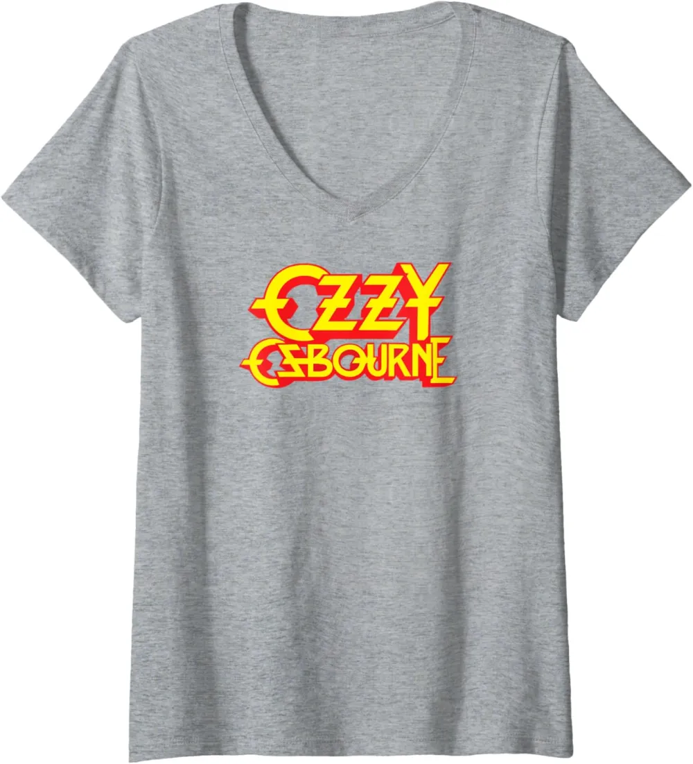 Womens Ozzy Osbourne - Classic Logo V-Neck T-Shirt