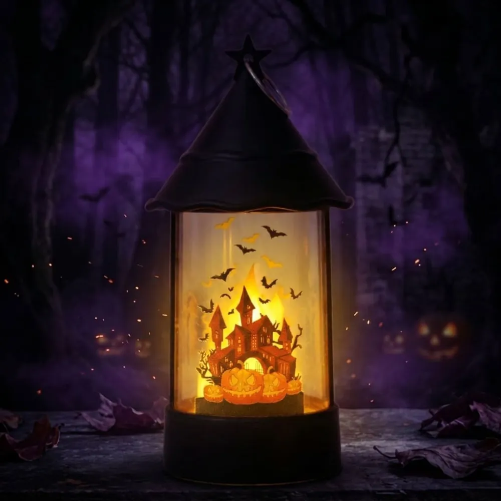 Halloween Handheld Castle Lantern Pendant Electronic Candle Lamp