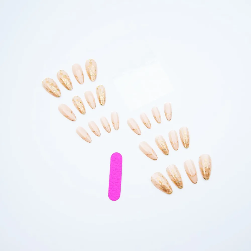 Nailhour 24Pcs Christmas Tree Medium Almond French Press On Nails